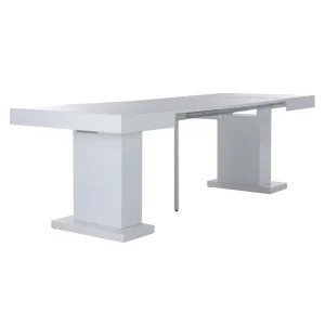 Vente-unique Table à Manger Extensible 4 à 10 Couverts En MDF – Blanc Laqué – MI… 15