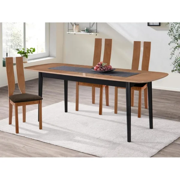 Vente-unique Table à Manger Extensible 6 à 8 Couverts En MDF Et Hévéa – Naturel… 1