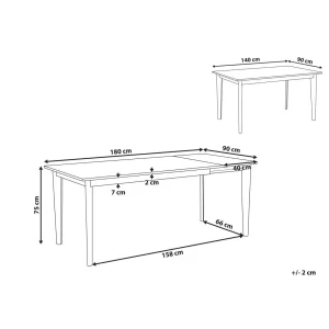 Beliani Table à Manger Extensible Blanche Et Bois Clair 140/180 X 90 Cm SOLA 9