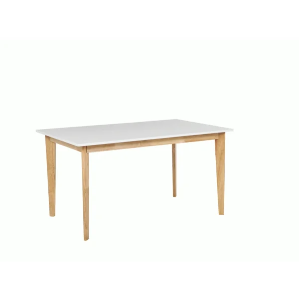 Beliani Table à Manger Extensible Blanche Et Bois Clair 140/180 X 90 Cm SOLA 5