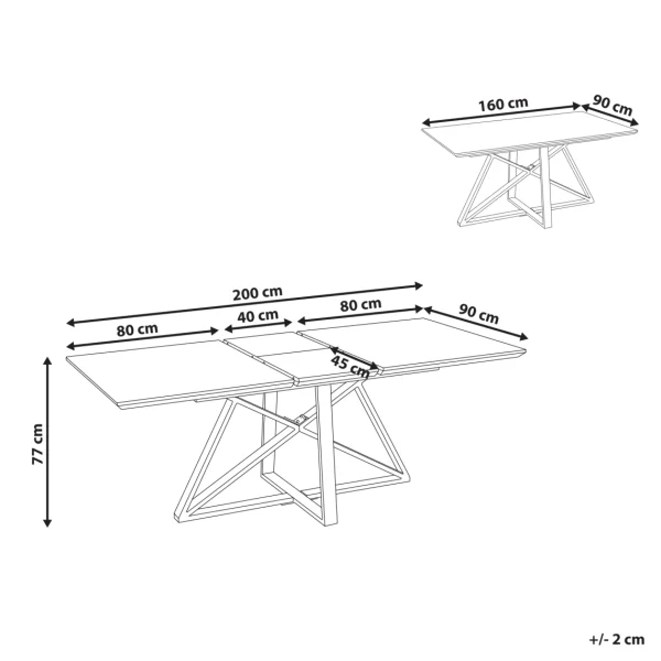 Beliani Table à Manger Extensible Dorée Effet Marbre 160/200 X 90 Cm MAXIMUS 3