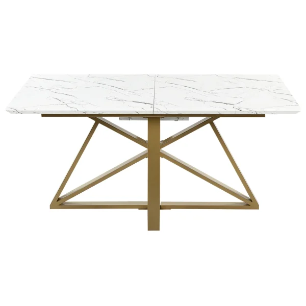 Beliani Table à Manger Extensible Dorée Effet Marbre 160/200 X 90 Cm MAXIMUS 4