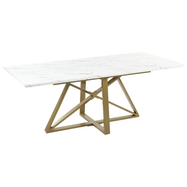 Beliani Table à Manger Extensible Dorée Effet Marbre 160/200 X 90 Cm MAXIMUS 5