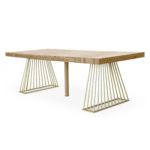 Paris Prix Table à Manger Extensible En Bois Build II 90-240cm Naturel & Or 10