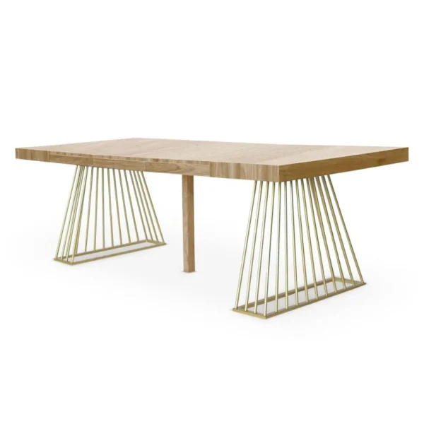 Paris Prix Table à Manger Extensible En Bois Build II 90-240cm Naturel & Or 4