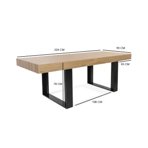 Idmarket Table à Manger PHOENIX 224 CM Bois Et Noir 15