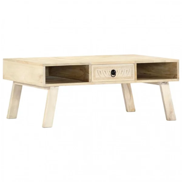 Chunhelife Table Basse 100x60x40 Cm Bois De Manguier Massif 1