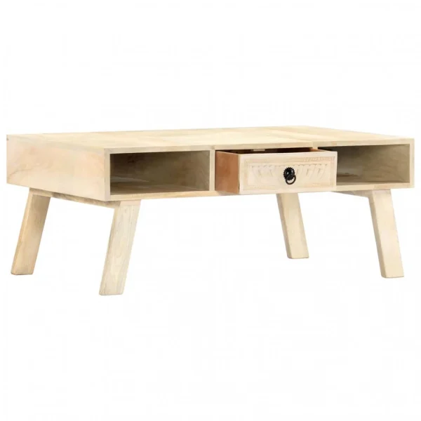 Chunhelife Table Basse 100x60x40 Cm Bois De Manguier Massif 3