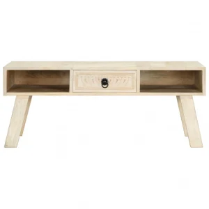 Chunhelife Table Basse 100x60x40 Cm Bois De Manguier Massif 11