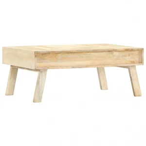 Chunhelife Table Basse 100x60x40 Cm Bois De Manguier Massif 13