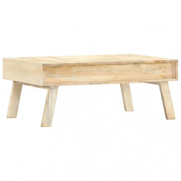 Chunhelife Table Basse 100x60x40 Cm Bois De Manguier Massif 5