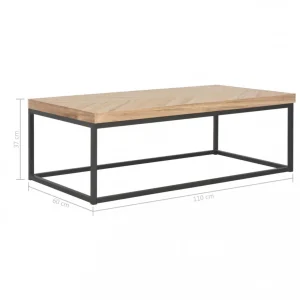 Chunhelife Table Basse 110 X 60 X 37 Cm Bois Massif 15