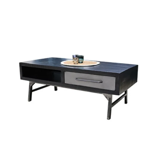 MES Table Basse 120 Cm En Manguier Et Métal Noir Vieilli – GUSTAF 1