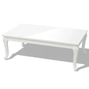 SANS MARQUE Table Basse 120 X 70 X 42 Cm Laquée Blanche – Blanc 9