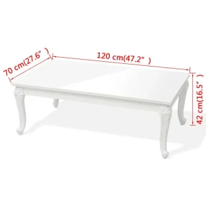 SANS MARQUE Table Basse 120 X 70 X 42 Cm Laquée Blanche – Blanc 15