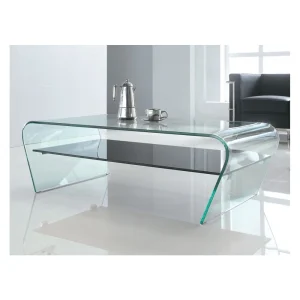 Marque Generique Table Basse KELLY – Verre Trempé – Tablette Noire Laquée 15