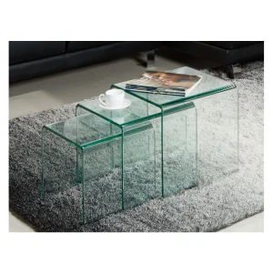 Marque Generique Lot De 3 Tables Basses Gigognes MINKA – Verre Courbé 15