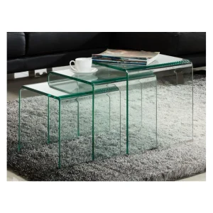 Marque Generique Lot De 3 Tables Basses Gigognes MINKA – Verre Courbé 9