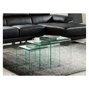 Marque Generique Lot De 3 Tables Basses Gigognes MINKA – Verre Courbé 13