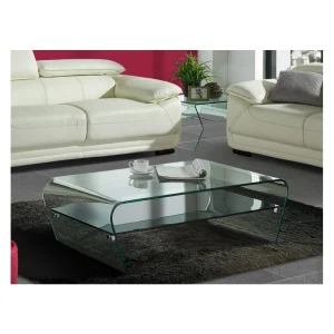 Marque Generique Table Basse KELLY – Verre Trempé – Tablette Noire Laquée 13