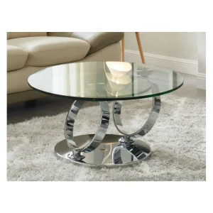 Marque Generique Table Basse Avec Plateaux Pivotants JOLINE – Verre Trempé & Métal 11