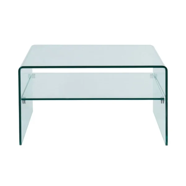 Marque Generique Table Basse Carrée STILEOS – Double Plateau – Verre Trempé 4