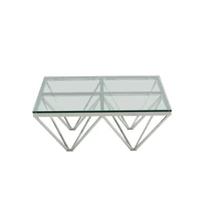 Marque Generique Table Basse MELKIOR – Verre Trempé & Acier Inoxydable 13