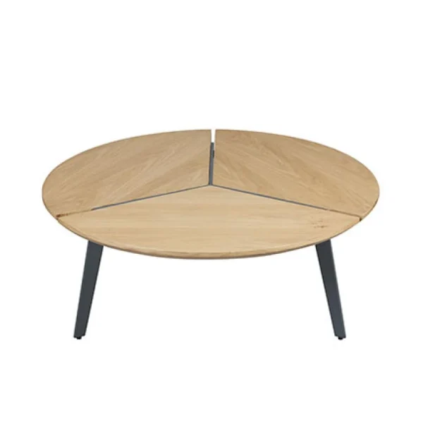 MES Table Basse 85cm Diam En Acier Et Plateau Plaqué Chêne 1