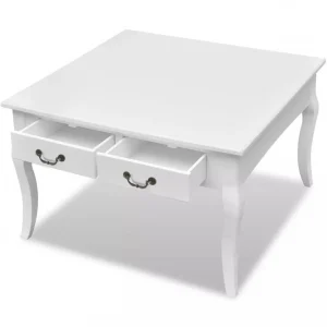 Chunhelife Table Basse Avec 4 Tiroirs Blanc 11