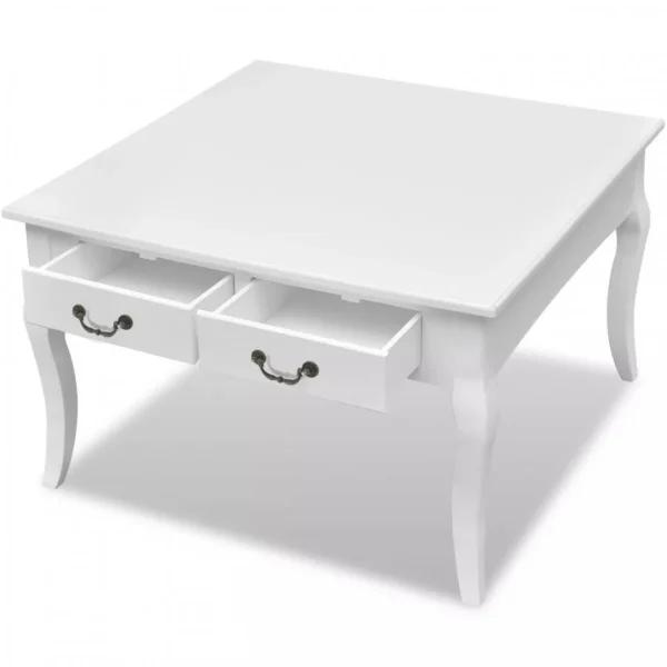 Chunhelife Table Basse Avec 4 Tiroirs Blanc 4