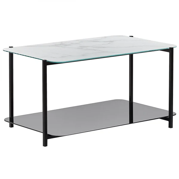 Beliani Table Basse Avec étagère Effet Marbre Blanc Et Noir GLOSTER 1