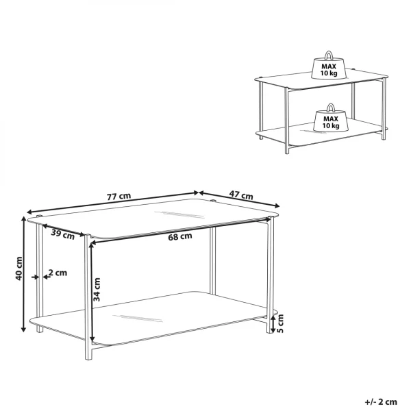 Beliani Table Basse Avec étagère Effet Marbre Blanc Et Noir GLOSTER 3