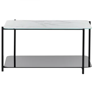 Beliani Table Basse Avec étagère Effet Marbre Blanc Et Noir GLOSTER 11