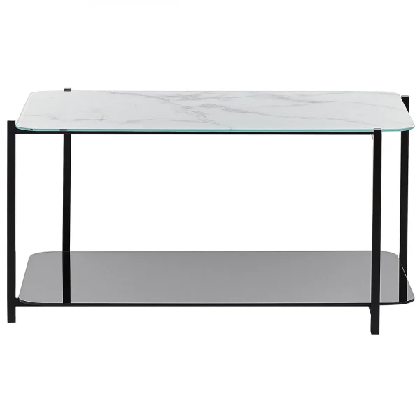 Beliani Table Basse Avec étagère Effet Marbre Blanc Et Noir GLOSTER 4