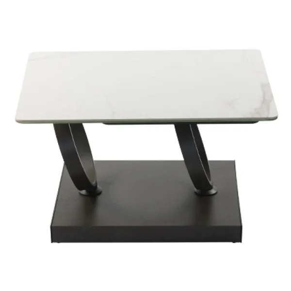 MES Table Basse Avec Plateau Blanc Et Transparent Et Socle Anthracite Mat … 1