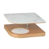 MES Table Basse Avec Plateau Pivotant Aspect Marbre Blanc Et Pied En Bois 5