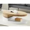 Vente-unique Table Basse Avec Plateau Pivotant – MDF – Naturel Et Blanc – VITALY 8