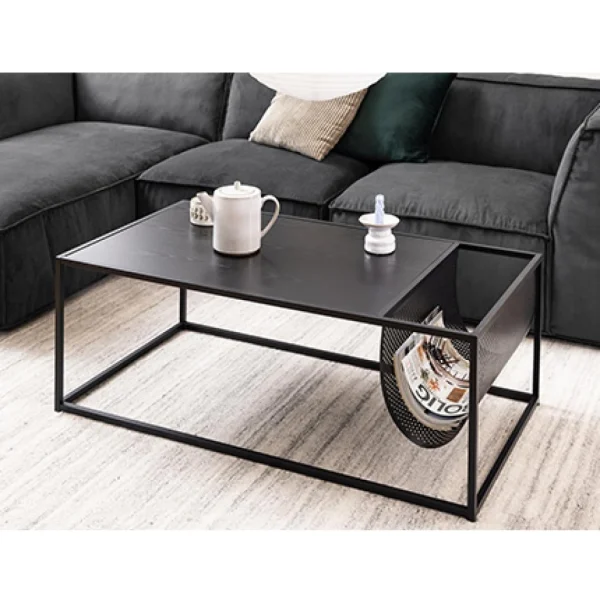 MES Table Basse Avec Porte-revues 110x60x40 Cm Noir – FYNCA 1