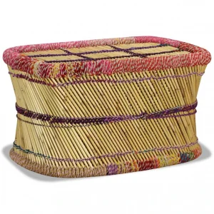 Chunhelife Table Basse Bambou Avec Détails Chindi Multicolore 15