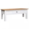 Chunhelife Table Basse Blanc 100x60x45 Cm Pin Massif Assortiment Panama 5