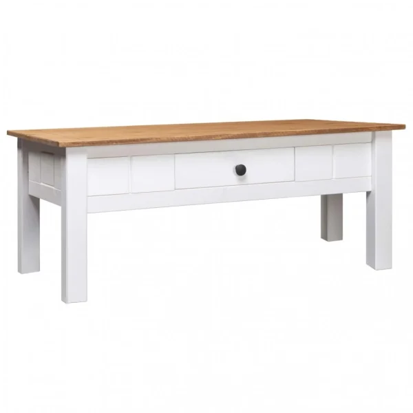 Chunhelife Table Basse Blanc 100x60x45 Cm Pin Massif Assortiment Panama 1