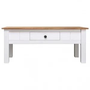 Chunhelife Table Basse Blanc 100x60x45 Cm Pin Massif Assortiment Panama 9