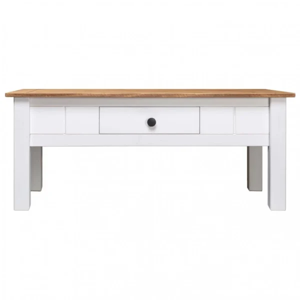 Chunhelife Table Basse Blanc 100x60x45 Cm Pin Massif Assortiment Panama 3