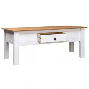 Chunhelife Table Basse Blanc 100x60x45 Cm Pin Massif Assortiment Panama 11