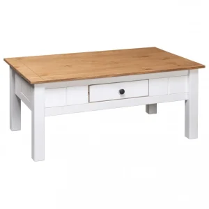 Chunhelife Table Basse Blanc 100x60x45 Cm Pin Massif Assortiment Panama 13