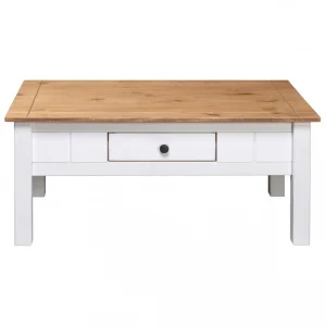 Chunhelife Table Basse Blanc 100x60x45 Cm Pin Massif Assortiment Panama 15