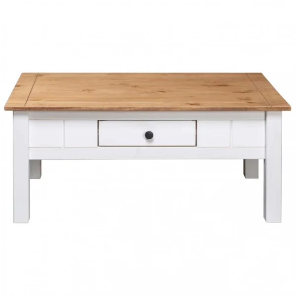 Chunhelife Table Basse Blanc 100x60x45 Cm Pin Massif Assortiment Panama 6