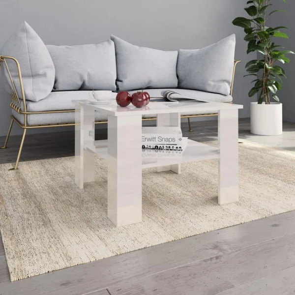 Chunhelife Table Basse Blanc Brillant 60 X 60 X 42 Cm Aggloméré 1