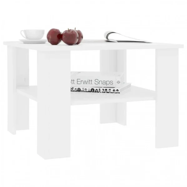 Chunhelife Table Basse Blanc Brillant 60 X 60 X 42 Cm Aggloméré 4