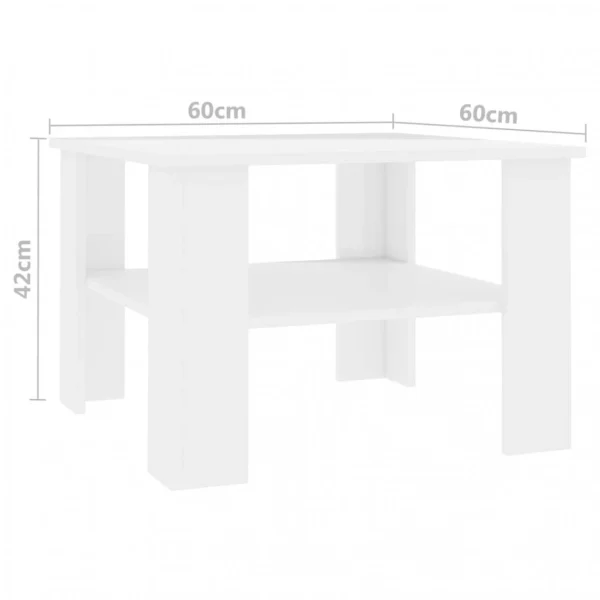 Chunhelife Table Basse Blanc Brillant 60 X 60 X 42 Cm Aggloméré 6